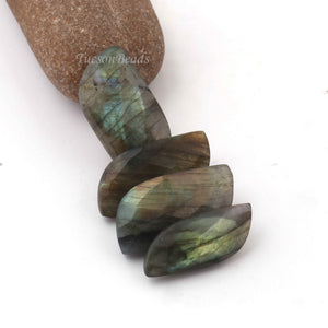 6  Pcs Amazing Labradorite Faceted Cabochon Spectrolite - Fancy Shape Multi Fire Loose Gemstone -29mmx16mm-26mmx11mm  LGS107 - Tucson Beads