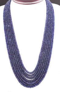 730 Ct 7 Strands Of Genuine Blue Sapphire Necklace - Faceted Rondelle Beads - Rare & Natural Sapphire Necklace - Stunning Elegant Necklace - SPB0102 - Tucson Beads