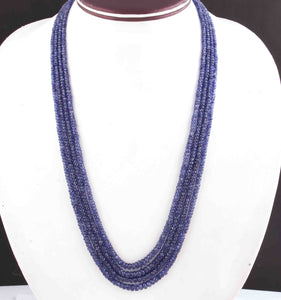 350. Ct 4 Strands Of Genuine Blue Sapphire Necklace - Faceted Rondelle Beads - Rare & Natural Sapphire Necklace - Stunning Elegant Necklace - SPB0097 - Tucson Beads
