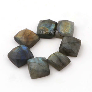 7  Pcs Amazing Labradorite Faceted Cabochon Spectrolite - Square Shape Multi Fire Loose Gemstone -11mmx12mm  LGS097 - Tucson Beads