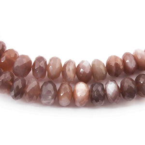 1 Long Strand Chocolate Moonstone Faceted Rondelles - Roundel Beads 8mmx6mm 9 Inches BR2277 - Tucson Beads