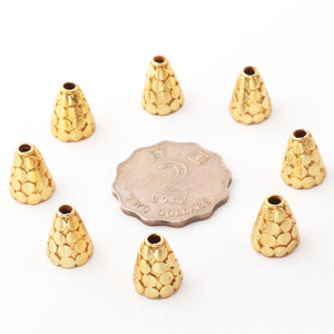 2 Strand 24k Gold Plated Designer Copper Casting Cone Beads - Jewelry - 13mmx11mm 8 Inches GPC1026 - Tucson Beads