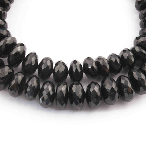 1 Long Strand Black Spinel Faceted  Rondelles - Spinel Rondelles Beads 11mmx5mm 6.5 Inches long BR2410 - Tucson Beads