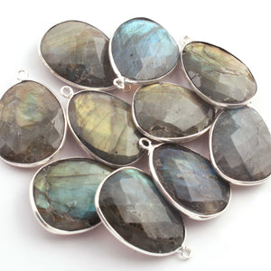 10 Pcs Labradorite Silver Plated Faceted Assorted Shape Pendant -28mmx20mm - PC430 - Tucson Beads