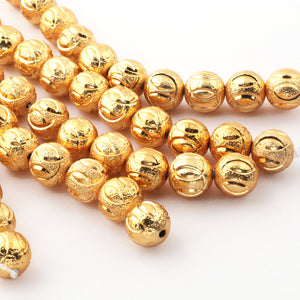 2 Strands 24k Gold Plated Designer Copper Casting Ball Beads - 12mm - Jewelry - 7.5 Inches GPC1037 - Tucson Beads