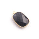 2 Pcs Finest Quality Black Onyx 24k Gold Plated Rectangle & Heart Shape Pendant -24mmx16mm-27mmx24mm PC593 - Tucson Beads