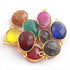 9 Pcs Mix Stone Faceted  24k Gold Plated Faceted Assorted Shape Pendant & Connector-20mmx13mm-16mmx10mm PC700
