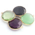 4 Pcs Mix Stone 24k Gold Plated Faceted Round Shape Pendant - Mix Stone Bezel Pendant 28mmx25mm PC765