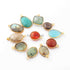 11  Pcs Mix Stone Faceted Assorted Shape 24k Gold Plated- Connector&Pendant- 16mmx12mm-24mmx12mm-PC725