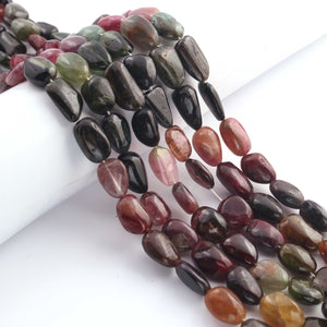 1 Strand Multi Tourmaline Smooth Briolettes  - Assorted Shape Briolettes  26mmx10mm-13mmx10mm - 17 Inches BR0107 - Tucson Beads