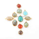 11  Pcs Mix Stone Faceted Assorted Shape 24k Gold Plated- Connector&Pendant- 16mmx12mm-24mmx12mm-PC725 - Tucson Beads