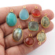 11  Pcs Mix Stone Faceted Assorted Shape 24k Gold Plated- Connector&Pendant- 16mmx12mm-24mmx12mm-PC725 - Tucson Beads