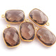 5 Pcs Smoky Quartz 24k Gold Plated Faceted Rectangle Shape Gemstone Bezel Pendant- 24mmx16mm PC286 - Tucson Beads