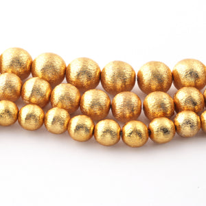 3 Strands Gold Plated Designer Copper Balls,Brush Ball, Copper Balls, Jewelry Making Supplies 12mm 9 inches Bulk Lot GPC1034 - Tucson Beads