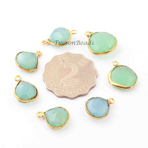 7  Pcs Mix Stone Faceted Heart Shape 24k Gold Plated  Connector&Pendant - 18mmx14mm-16mmx12mm-PC723 - Tucson Beads