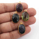 4  Pcs Mix Stone Faceted Oval Shape 24k Gold Plated Pendant - 20mmx13mm-PC726 - Tucson Beads