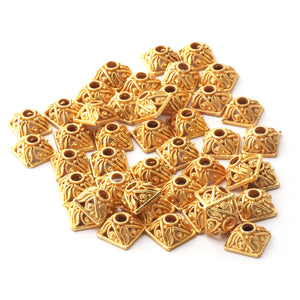 2 Strands Gold Plated Designer Copper Half Cap, Casting Copper Beads, Jewelry Making Supplies 4mm-8mm 7 inches Bulk Lot GPC1035 - Tucson Beads