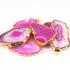 6 Pcs Pink Druzzy Geode Raw Drusy Agate Slice Pendant - Electroplated Gold Druzy Pendant 49mmx24mm-42mmx24mm DRZ357