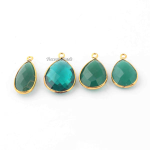 4  Pcs Mix Stone  24k Gold Plated Faceted Pear Shape Pendant - Mix Stone  Pendant-20mmx13mm- PC482 - Tucson Beads
