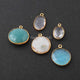 10  Pcs Mix Stone Faceted Assorted Shape 24k Gold Plated  Connector&Pendant  - 24mmx20mm-16mmx12mm-PC724 - Tucson Beads