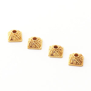 2 Strands Gold Plated Designer Copper Half Cap, Casting Copper Beads, Jewelry Making Supplies 4mm-8mm 7 inches Bulk Lot GPC1035 - Tucson Beads