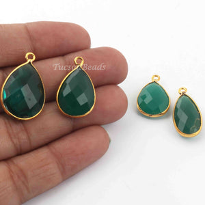 4  Pcs Mix Stone  24k Gold Plated Faceted Pear Shape Pendant - Mix Stone  Pendant-20mmx13mm- PC482 - Tucson Beads