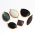 6  Pcs Mix Stone Faceted & Smooth  Oval -Cushion Shape 24k Gold Plated Pendant & Connector - 27mmx24mm-42mmx23mm  PC385