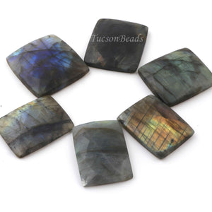 6 Pcs Amazing Labradorite Faceted Cabochon Spectrolite - Square Shape Multi Fire Loose Gemstone -40mmx37mm-37mmx29mm   LGS100 - Tucson Beads