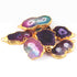 7 Pcs Multi Druzzy   Drusy Agate Slice Pendant - Electroplated Gold Druzy Pendant -34mmx27mm- 50mmx27mmDRZ344