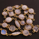 28  Pcs White Rainbow Moonstone  Faceted Assorted Shape 24k Gold Plated Connector - 15mmx9mm-20mmx4mm-PC740 - Tucson Beads
