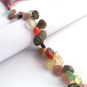 1 Long Strand Multi Stone Smooth Briolettes -Heart Shape Mix Stone Briolettes - 11mm-14mm-9 Inches BR2861 - Tucson Beads