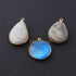 3 Pcs Mix Stone Faceted Round&Pear Shape 24k Gold Plated Pendant - 25mmx12mm-30mmx19mm-PC704