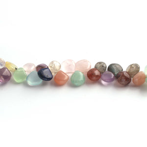 1 Long Strand Multi Stone Smooth Briolettes -Heart Shape Mix Stone Briolettes - 8mmx7mm-12mmx10mm-9 Inches BR2870 - Tucson Beads