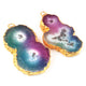 2 Pcs Multi Druzzy Drusy Agate Slice Pendant - Electroplated Gold Druzy Pendant - 53mmx30mm- 55mmx30mm DRZ346 - Tucson Beads