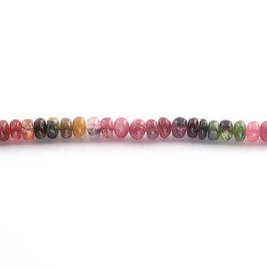 1 Long Strand Multi Tourmaline  Smooth Roundelles -Tourmaline Roundelles Beads - Gemstone Rondelles 7mm-8mm-14.5 Inches BR0431 - Tucson Beads