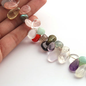 1  Long Strand Multi Stone Smooth Briolettes - Pear Shape Mix Stone Briolettes - 8mmx9mm-21mmx10mm -8 Inches BR2360 - Tucson Beads