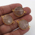 3 Pcs Golden Rutile  24k Gold Plated Faceted Round Shape Pendant -  26mmx18mm  PC650
