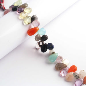 1  Long Strand Multi Stone Smooth Briolettes - Pear Shape Mix Stone Briolettes - 8mmx7mm-16mmx7mm -8 Inches BR824 - Tucson Beads