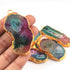 6 Pcs Multi Druzzy   Drusy Agate Slice Pendant - Electroplated Gold Druzy Pendant -42mmx22mm- 55mmx29mmDRZ341