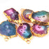 6 Pcs Multi Druzzy Drusy Agate Slice Pendant - Electroplated Gold Druzy Pendant - 39mmx25mm-34mmx21mm DRZ355