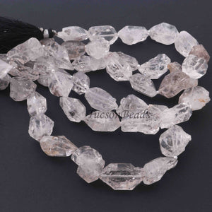 1 Strand AAA Quality Herkimer Diamond Quartz Nuggets, 17mmx13mm-25mmx19mm Center Drilled Beads - Herkimer Rough Stone BR3310 - Tucson Beads