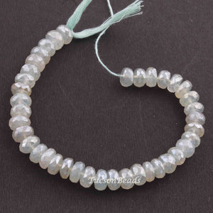 1 Strand Green Silverite Faceted Roundels - Round Shape  Beads 5mm-9mm- 8 Inches BR2697 - Tucson Beads