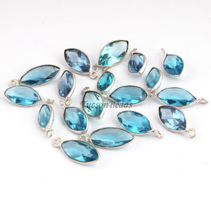 18 Pcs Blue Hydro Marquise 925 Silver Plated - Marquise  Faceted Pendant -13mmx6mm-17mmx8mm  PC889 - Tucson Beads