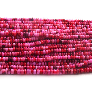 1  Long Strand Beautiful Shaded Hot Pink Opal Smooth Roundelles -Gemstone Beads Plain Rondelles  Beads- 4mm-6mm-13 Inches BR02953 - Tucson Beads