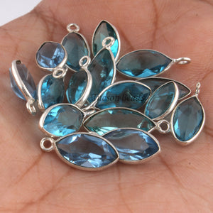 18 Pcs Blue Hydro Marquise 925 Silver Plated - Marquise  Faceted Pendant -13mmx6mm-17mmx8mm  PC889 - Tucson Beads