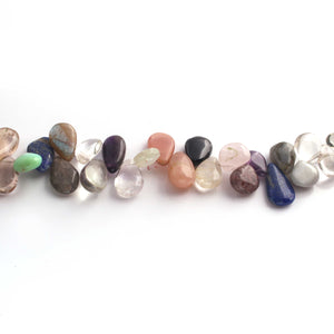1  Long Strand Multi Stone Smooth Briolettes - Pear Shape Mix Stone Briolettes - 9mmx9mm-16mmx9mm - 8 Inches BR869 - Tucson Beads