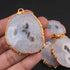 4 Pcs Shaded Gray Druzzy 24k Gold Plated Pendant  - Electroplated Gold Druzy -48mmx39mm-54mmx45mm  DRZ340