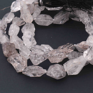 1 Strand AAA Quality Herkimer Diamond Quartz Nuggets, 18mmx11mm-21mmx13mm Center Drilled Beads - Herkimer Rough Stone BR3309 - Tucson Beads