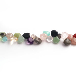 1 Long Strand Multi Stone Smooth Briolettes -Heart Shape Mix Stone Briolettes - 8mm-11mm-8 Inches BR2829 - Tucson Beads