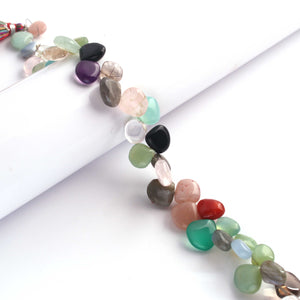 1 Long Strand Multi Stone Smooth Briolettes -Heart Shape Mix Stone Briolettes - 8mm-11mm-8 Inches BR2829 - Tucson Beads